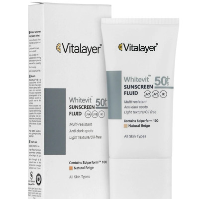 فلوئید ضد آفتاب ضدلک ویتالیر بژ طبیعی SPF +50
